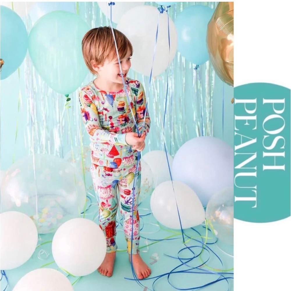 Posh Peanut Happy Birthday Colorful Kids Pajama Set boy or girl  2T